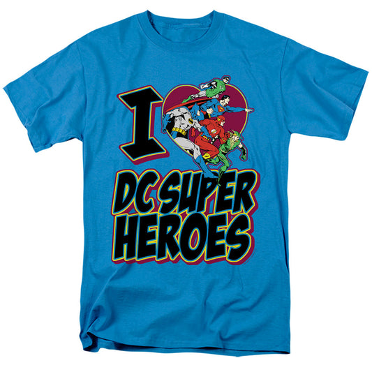 DC Comics I Heart DC Comics Mens T Shirt Turquoise Officially Licensed