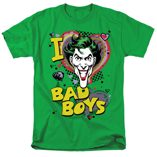 DC Comics I Heart Bad Boys 2 Mens T Shirt Kelly Green Officially Licensed