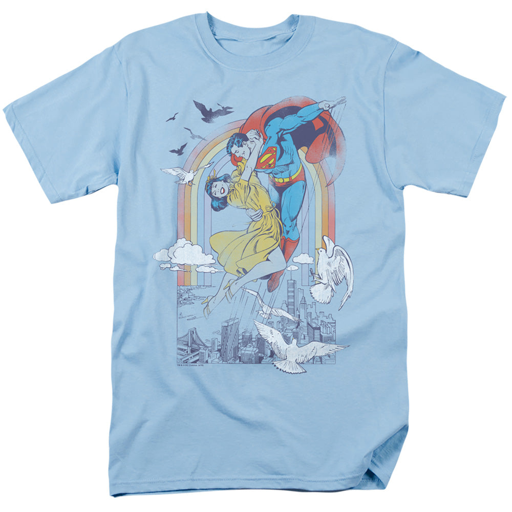 DC Comics Rainbow Love Mens T Shirt Light Blue Officially Licensed