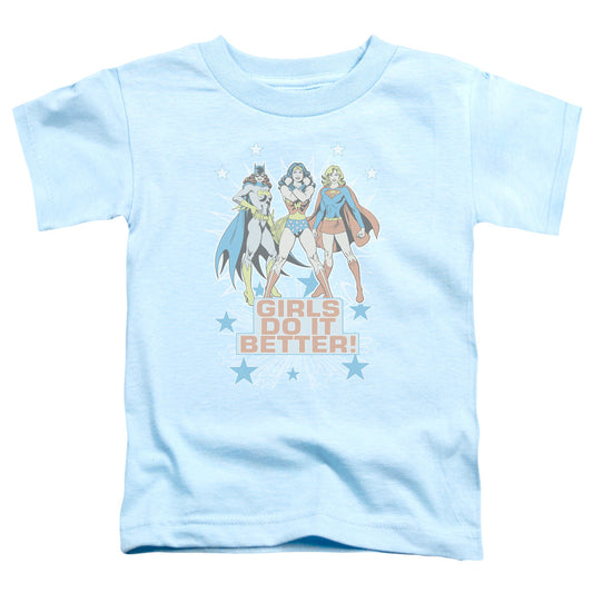 DC Comics Girls Do It Better Toddler Kids Youth T Shirt Light Blue Officially Licensed