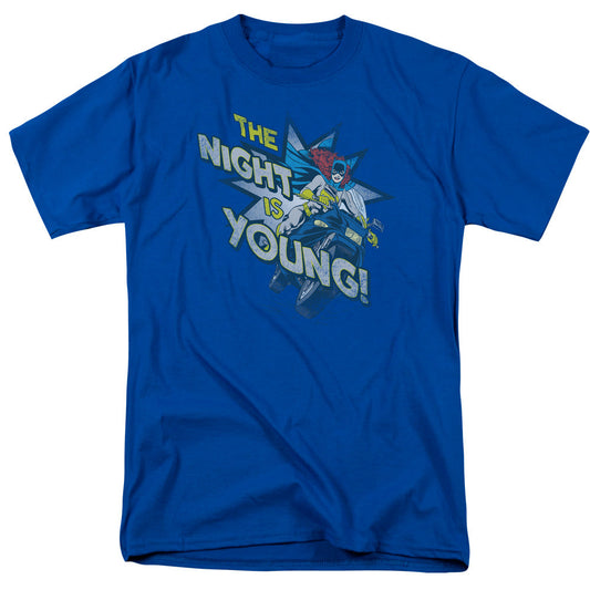 DC Comics the Night is Young Mens T Shirt Royal Blue Officially Licensed