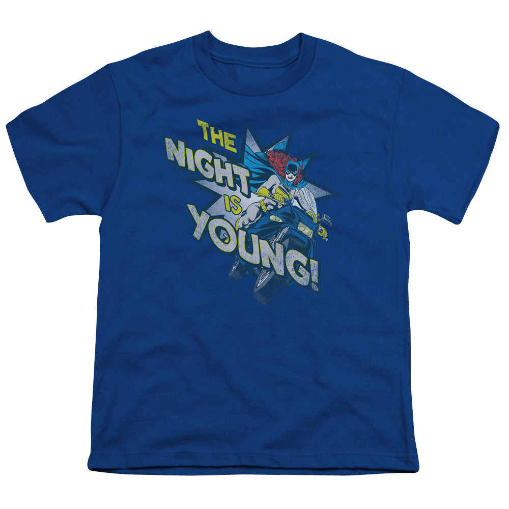 DC Comics the Night is Young Kids Youth T Shirt Royal Blue Officially Licensed