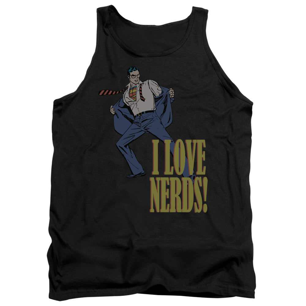 DC Comics I Love Nerds Mens Tank Top Shirt Black Officially Licensed