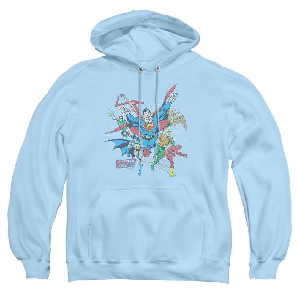 Dc Lead The Charge Mens Hoodie Light Blue Officially Licensed