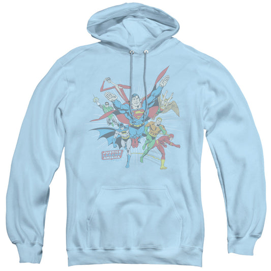 DC Comics Lead the Charge Mens Hoodie Light Blue Officially Licensed