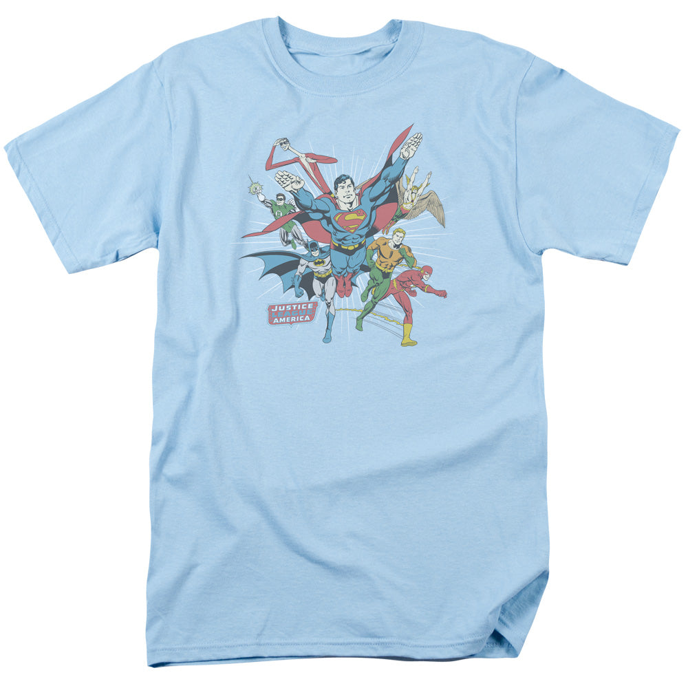 DC Comics Lead the Charge Mens T Shirt Light Blue Officially Licensed