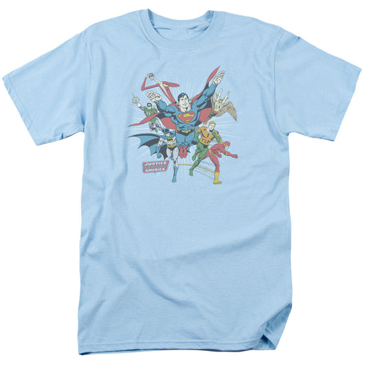 DC Comics Lead the Charge Mens T Shirt Light Blue Officially Licensed