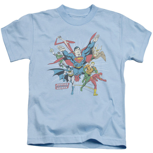 DC Comics Lead the Charge Juvenile Kids Youth T Shirt Light Blue Officially Licensed