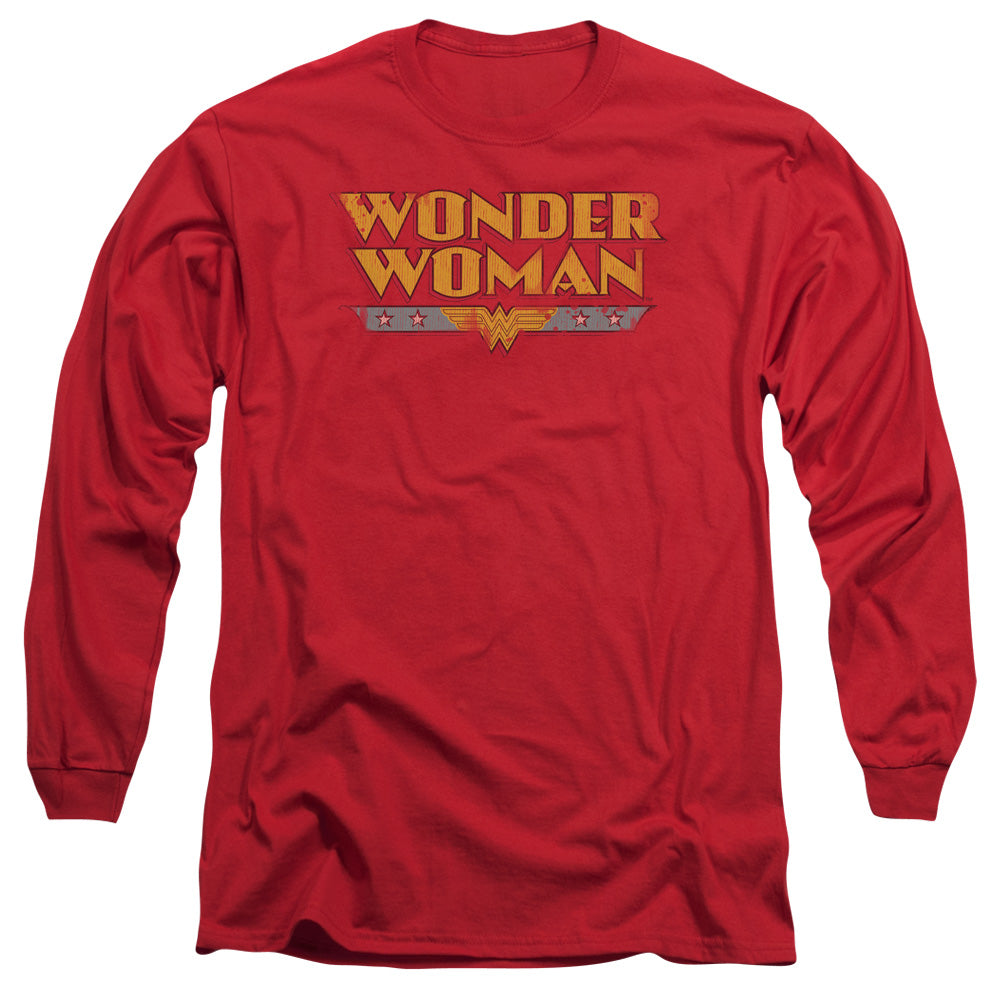 DC Comics Wonder Woman Logo Mens Long Sleeve Shirt Red Officially Licensed