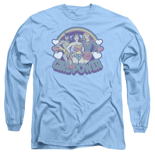 DC Comics Retro Girl Power Mens Long Sleeve Shirt Carolina Blue Officially Licensed