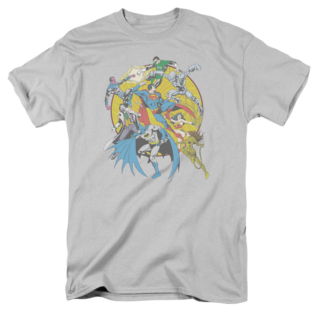 Dc Spin Circle Fight Mens T Shirt Silver Officially Licensed