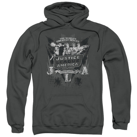 DC Comics Greatest Heroes Mens Hoodie Charcoal Officially Licensed