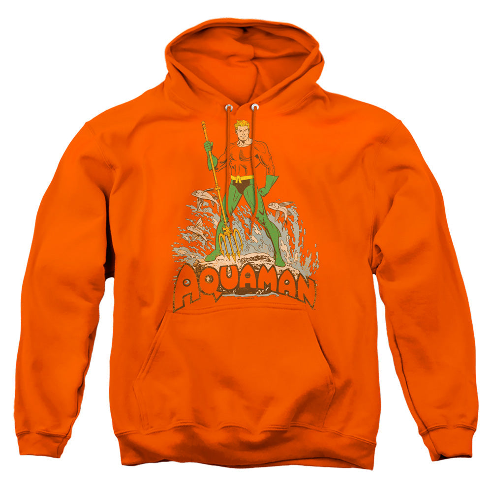 Dc Aquaman Distressed Mens Hoodie Orange Officially Licensed