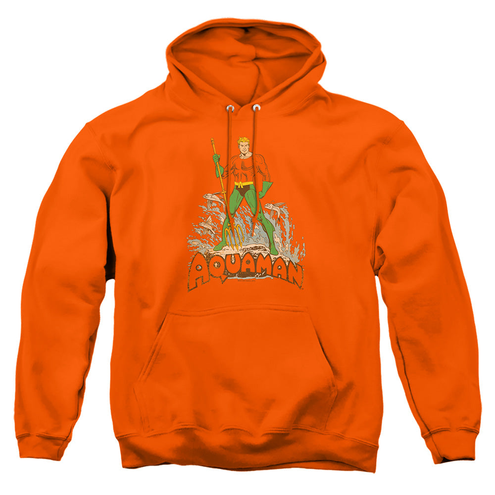 Dc Aquaman Distressed Mens Hoodie Orange Officially Licensed