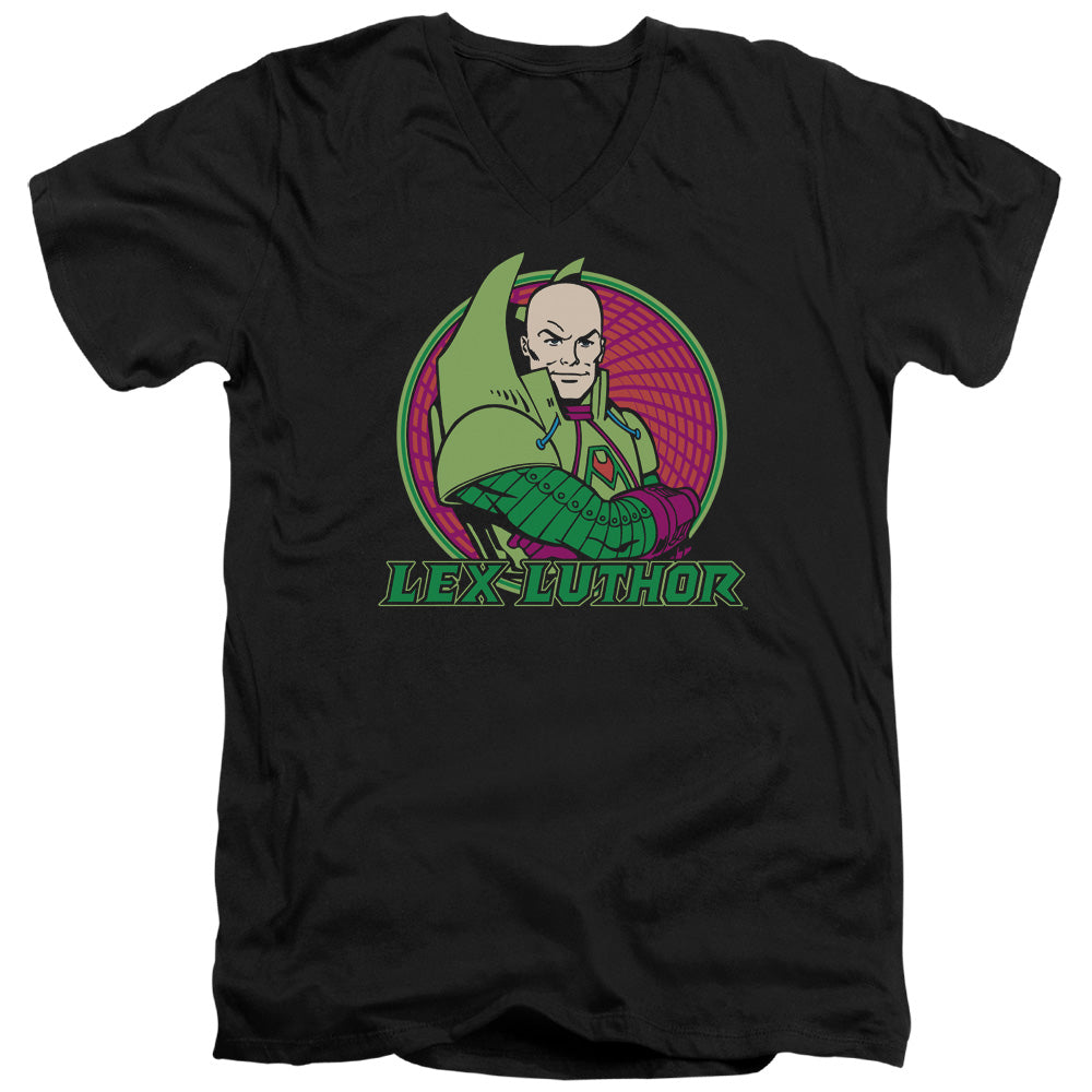 DC Comics Lex Luthor Mens Slim Fit V Neck T Shirt Black Officially Licensed