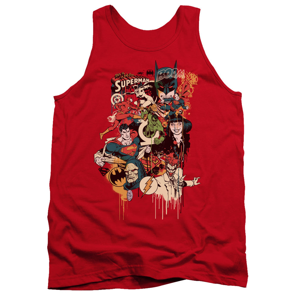 Dc Dripping Characters Mens Tank Top Shirt Red Officially Licensed