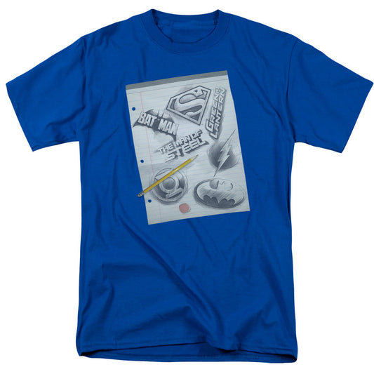 DC Comics Logo Note Paper Mens T Shirt Royal Blue Officially Licensed