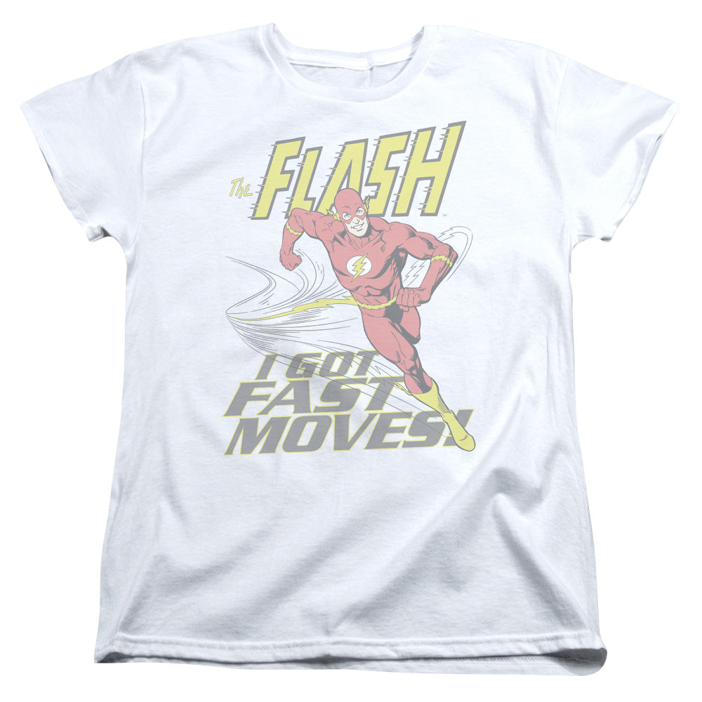 DC Comics Flash Fast Moves Womens T Shirt White Officially Licensed