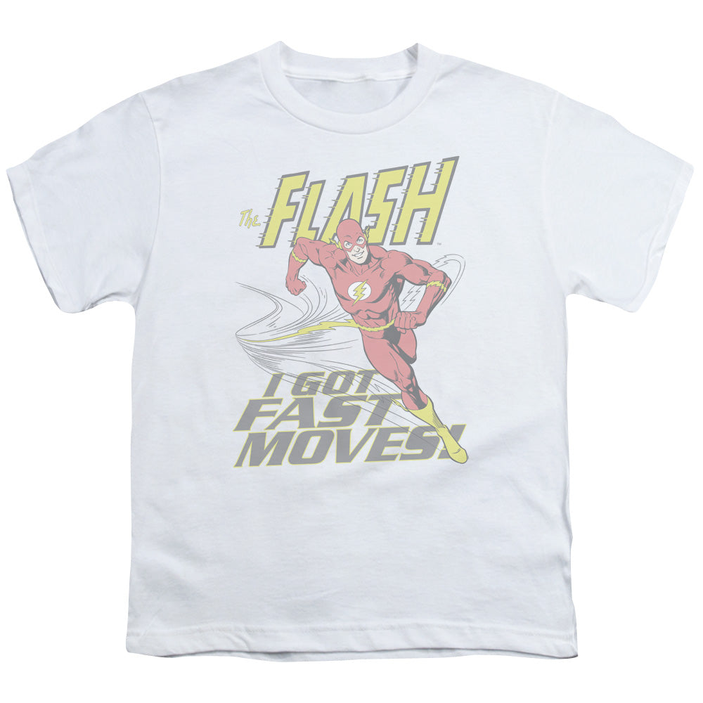 DC Comics Flash Fast Moves Kids Youth T Shirt White Officially Licensed