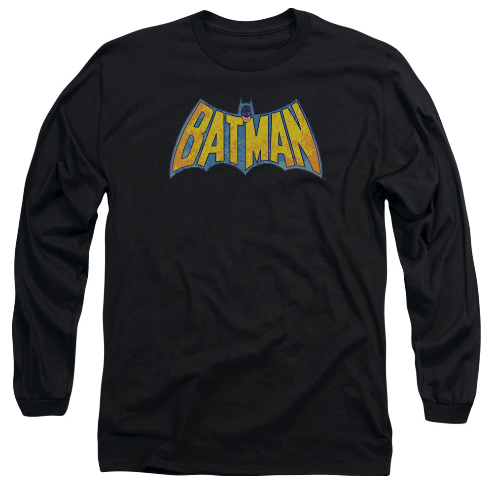 DC Comics Batman Neon Distress Logo Mens Long Sleeve Shirt Black Officially Licensed