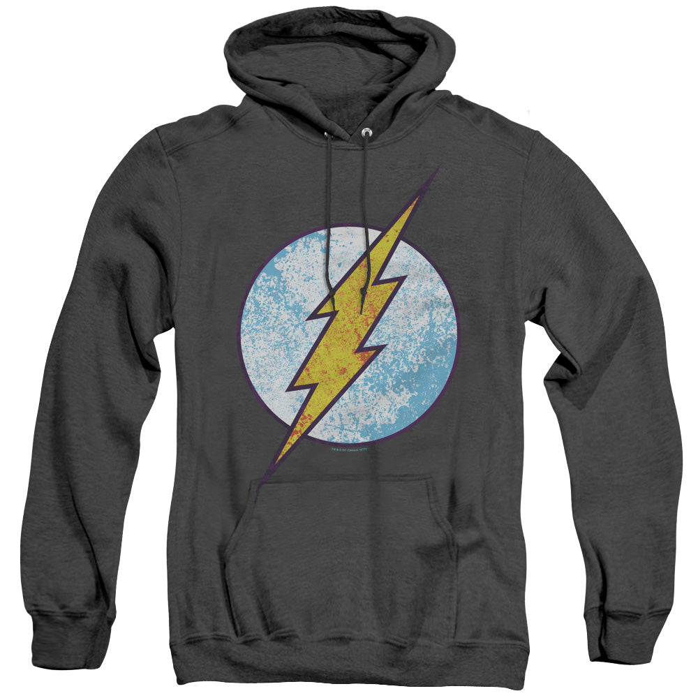 DC Comics Flash Flash Neon Distress Logo Heather Mens Hoodie Black Officially Licensed