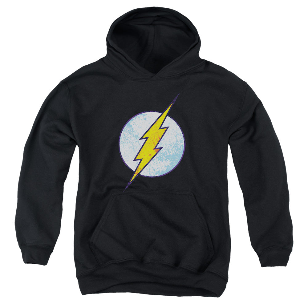 DC Comics Flash Flash Neon Distress Logo Kids Youth Hoodie Black Officially Licensed