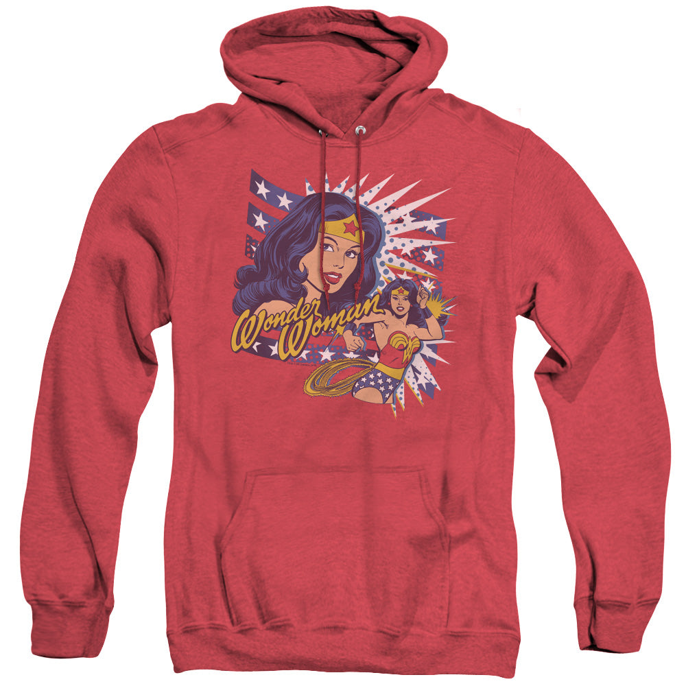 Dco Pop Art Wonder Mens Heather Hoodie Red Officially Licensed