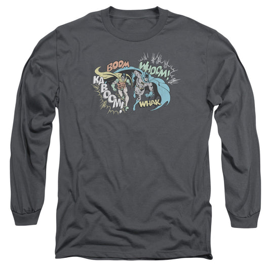 DC Comics Action Duo Mens Long Sleeve Shirt Charcoal Officially Licensed