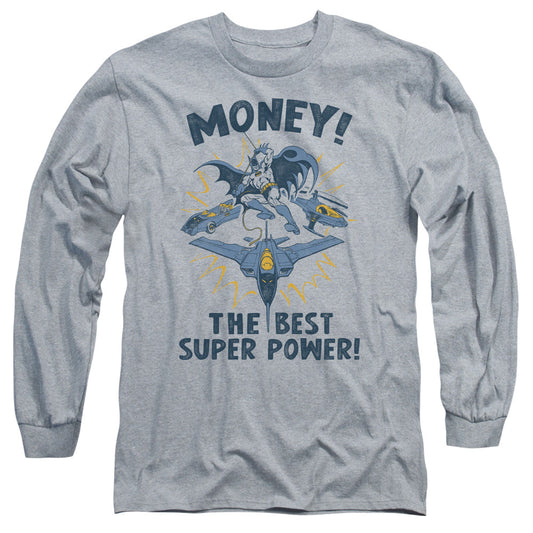 DC Comics Money Mens Long Sleeve Shirt Athletic Heather Officially Licensed