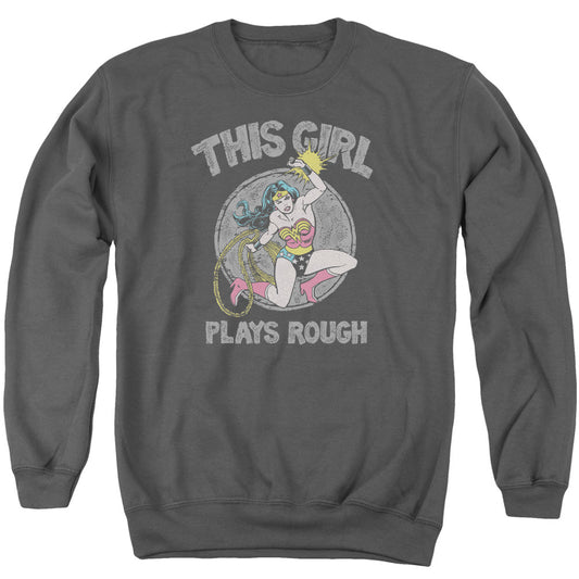 Dc Plays Rough Mens Crewneck Sweatshirt Charcoal