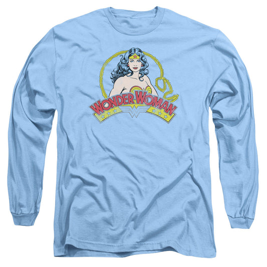 DC Comics Vintage Woman Mens Long Sleeve Shirt Carolina Blue Officially Licensed