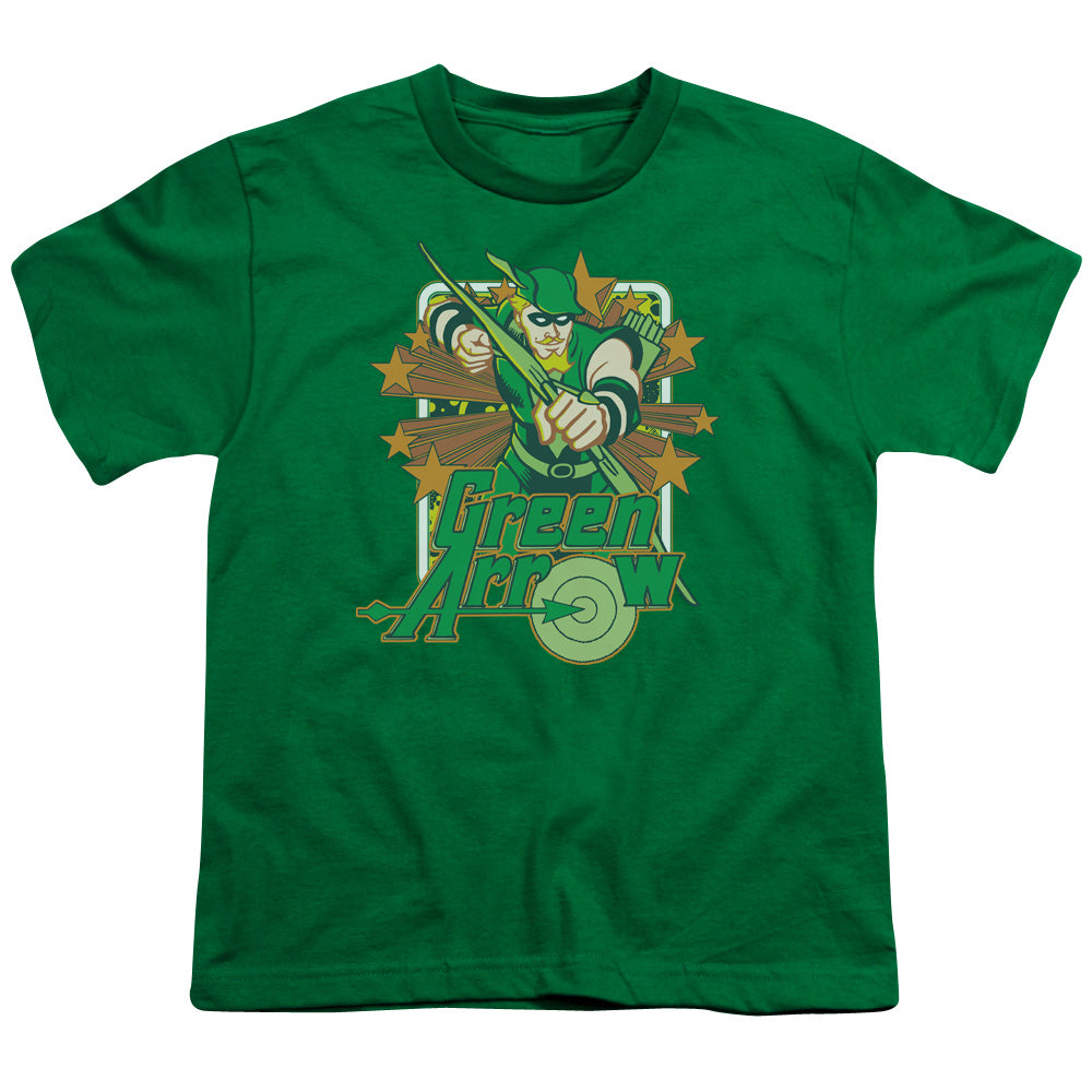 DC Comics Green Arrow Stars Kids Youth T Shirt Kelly Green Officially Licensed