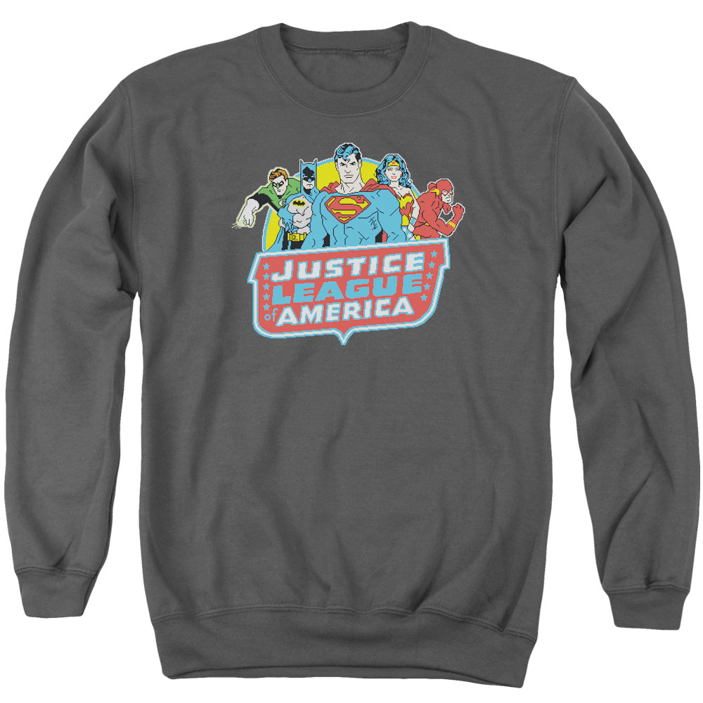 DC Comics 8 Bit League Mens Crewneck Sweatshirt Charcoal Officially Licensed
