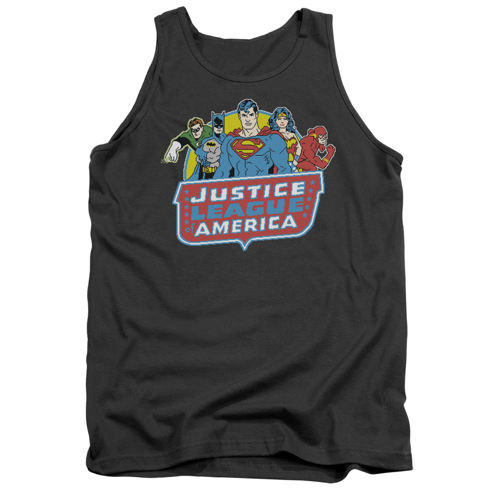 DC Comics 8 Bit League Mens Tank Top Shirt Charcoal Officially Licensed