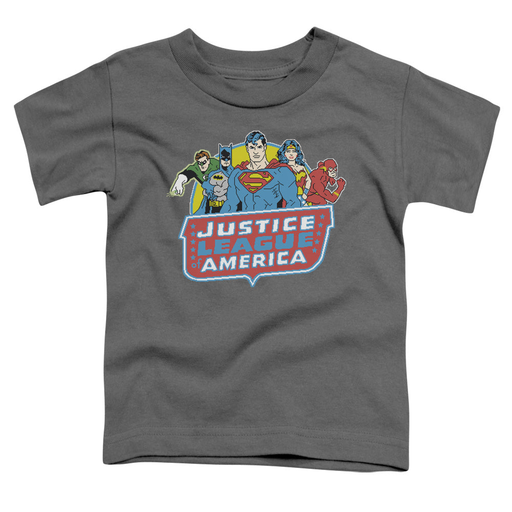 DC Comics 8 Bit League Toddler Kids Youth T Shirt Charcoal Officially Licensed