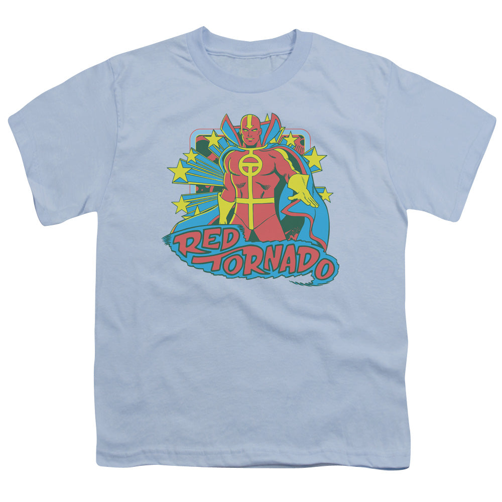DC Comics Red Tornado Stars Kids Youth T Shirt Light Blue Officially Licensed