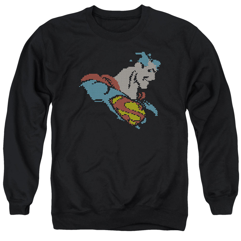 DC Comics Lite Brite Superman Mens Crewneck Sweatshirt Black Officially Licensed
