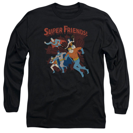 DC Comics Super Running Mens Long Sleeve Shirt Black Officially Licensed