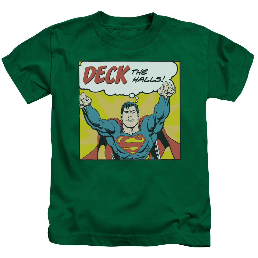 DC Comics Deck the Halls Juvenile Kids Youth T Shirt Kelly Green Officially Licensed