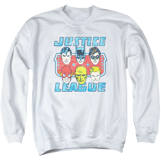 Dc Faces Of Justice Mens Crewneck Sweatshirt White
