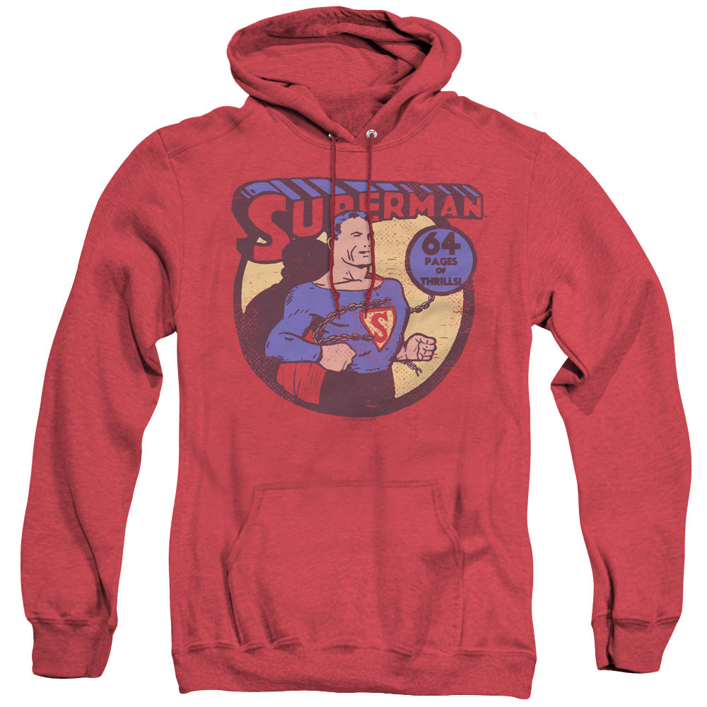 Dc Superman 64 Heather Mens Hoodie Red Officially Licensed