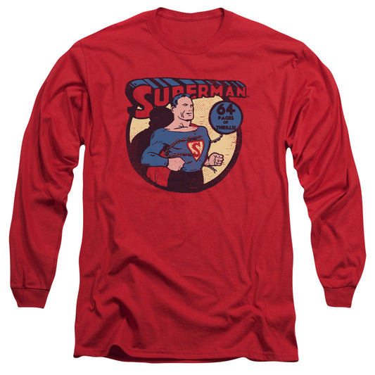 DC Comics Superman 64 Mens Long Sleeve Shirt Red Officially Licensed
