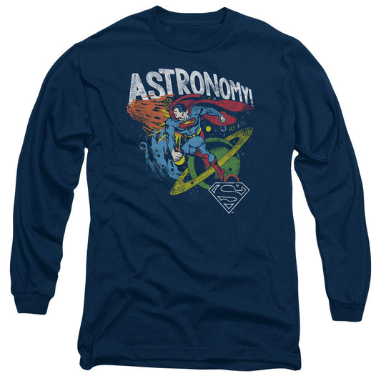 DC Comics Astronomy Mens Long Sleeve Shirt Navy Blue Officially Licensed