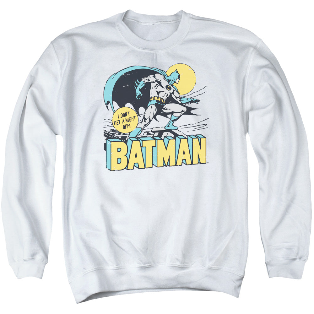 DC Comics Night Off Mens Crewneck Sweatshirt White Officially Licensed