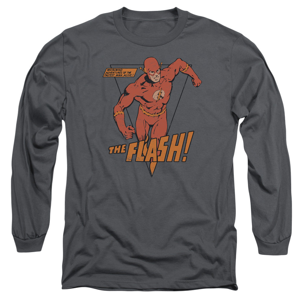 DC Comics Flash Whirlwind Mens Long Sleeve Shirt Charcoal Officially Licensed