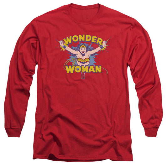 DC Comics Flying Through Mens Long Sleeve Shirt Red Officially Licensed