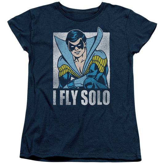 DC Comics Fly Solo Womens T Shirt Navy Blue Officially Licensed