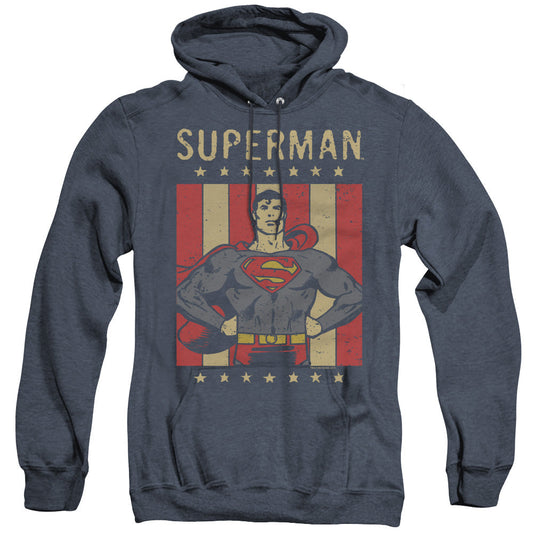 DC Comics Retro Liberty Heather Mens Hoodie Navy Blue Officially Licensed