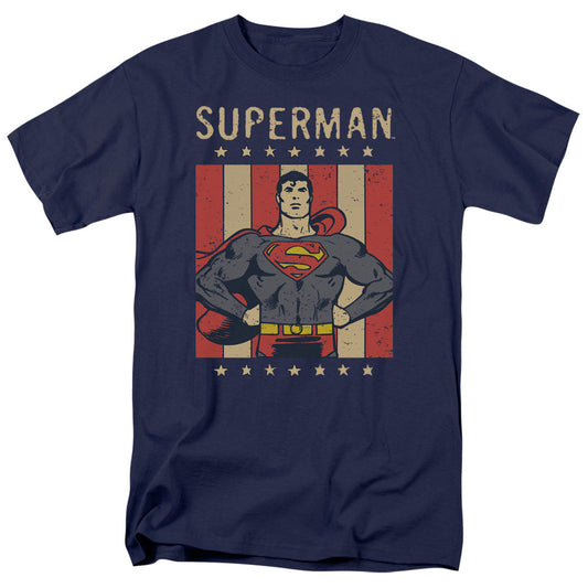 DC Comics Retro Liberty Mens T Shirt Navy Blue Officially Licensed