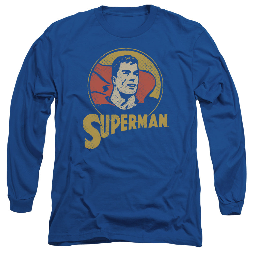 DC Comics Super Circle Mens Long Sleeve Shirt Royal Blue Officially Licensed